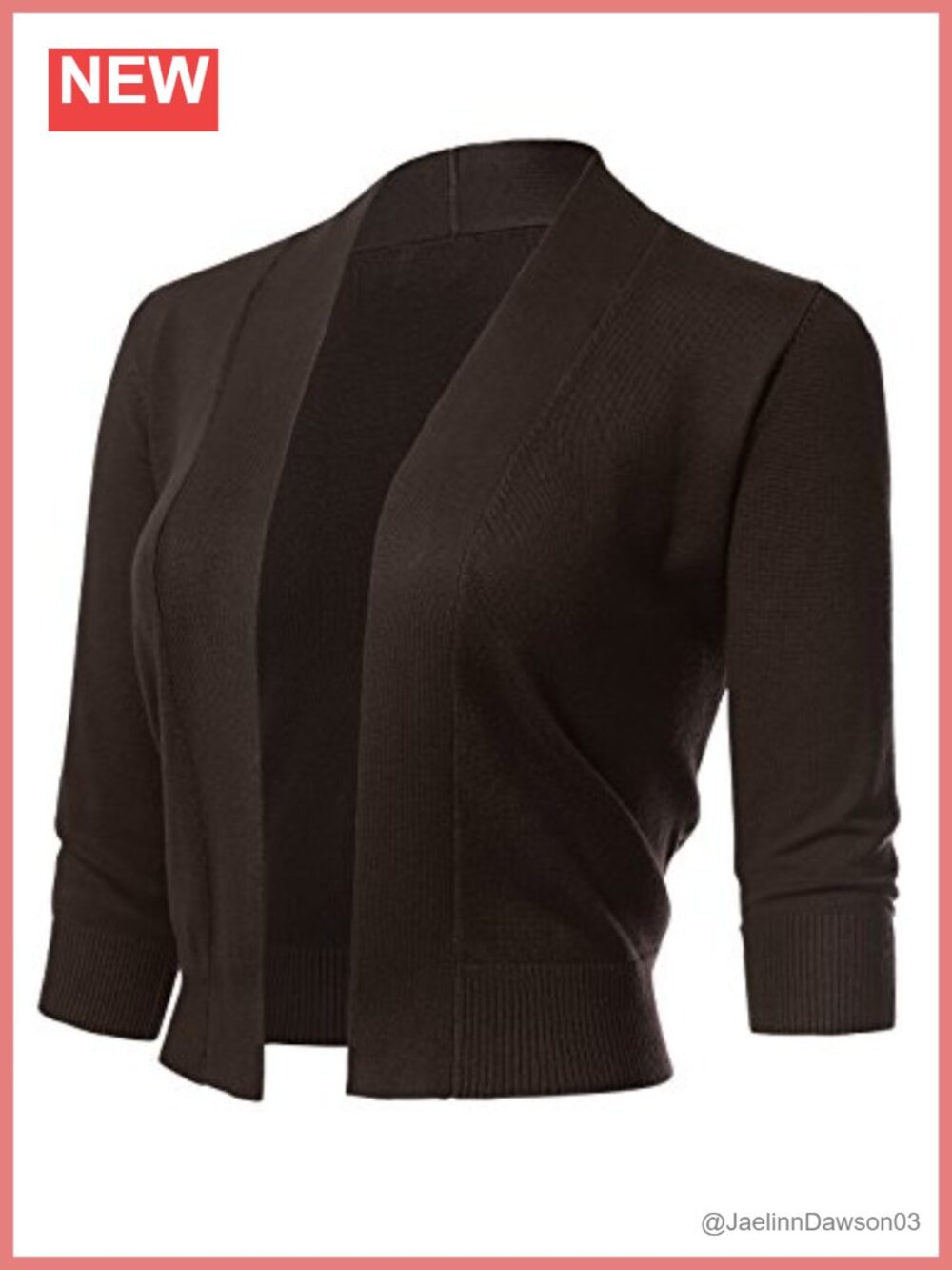 Women's 3/4 Sleeve Cropped Shrug Cardigan